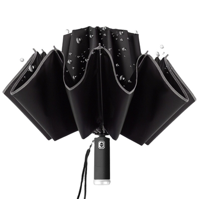 Estilo minimalismo guarda-chuva triplo LED invertida refletiva guarda-chuva automática
