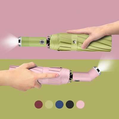 Viajar em luxo Windproof dobrável automático aberto fechado personalizado guarda-chuva LED de cor