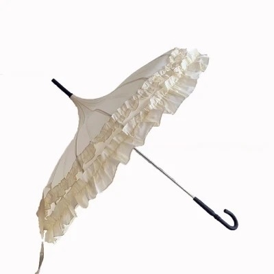 19 polegadas Pagoda Mulher Parasol guarda-chuva de casamento com painel de renda e estilo manual aberto