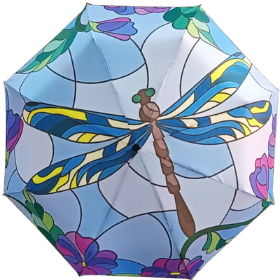 DIY Custom Design Dragonfly Animal Pattern Um guarda-chuva triplo com revestimento preto
