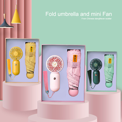Caixa de guarda-chuva Pongee 5 Caixa de presente de bolso dobrável Mini Fan e logotipo personalizado para mulheres