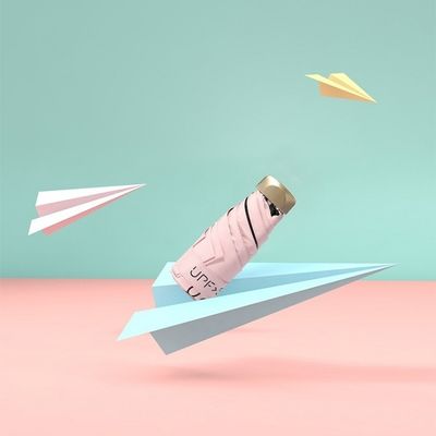 87cm Diâmetro aberto Proteção UV Mini tamanho guarda-chuva com costelas de fibra de vidro de metal dourado