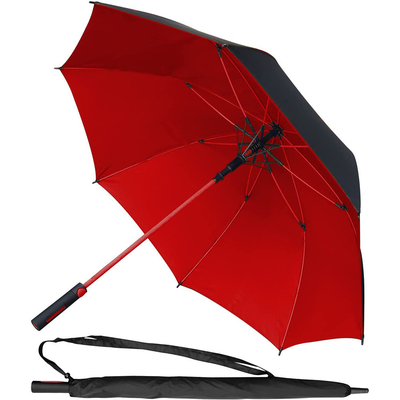 Quadro de fibra de vidro de 60 polegadas todo de fibra à prova de vento guarda-chuva de golfe de camada dupla para adultos