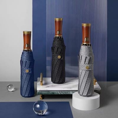 X315 Design de madeira Automático de Homens Eólico Três-dobrar guarda-chuva cor personalizada