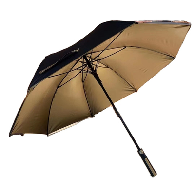 X103 190T PG UV Proteção de revestimento dourado Guarda-chuva de carro de golfe à prova de vento para publicidade