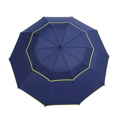 Um guarda-chuva de negócios de cor sólida com logotipo de impressão Duplo Design dobrável Diâmetro aberto 106cm