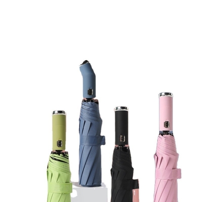 Desenhos personalizados aceitos guarda-chuva automática de três dobras à prova de vento com lanterna LED