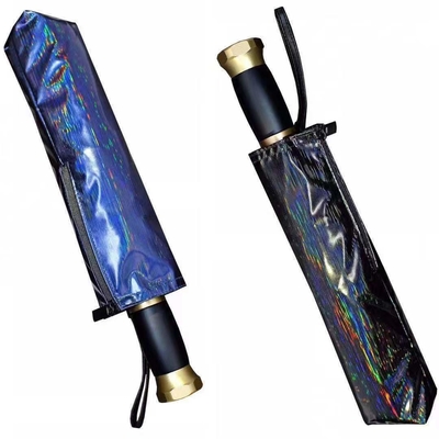 Logotipo personalizado Impresso guarda-chuvas à prova de vento Alloy Handle Magic Three Fold Umbrella