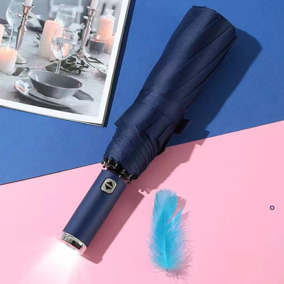 Poliéster luz LED guarda-chuva dobrável para adultos abertura e fechamento automático