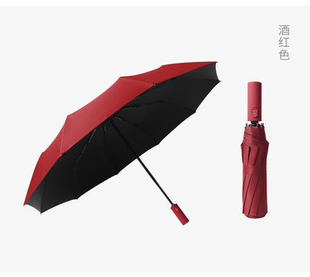 Quadro de aço totalmente automático e à prova de vento Triple plegável 10K guarda-chuva para homens e mulheres