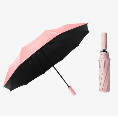 Quadro de aço totalmente automático e à prova de vento Triple plegável 10K guarda-chuva para homens e mulheres