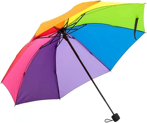 Adulto manual guarda-chuva de arco-íris aberto com faixa refletora segurança 3 guarda-chuva dobrável