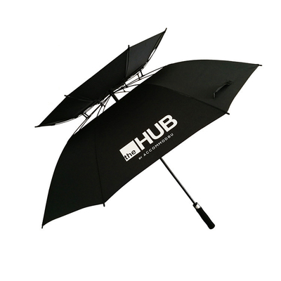 Um guarda-chuva de golfe ventilado de 30 polegadas com impressão de logotipo de dupla camada e design à prova de vento
