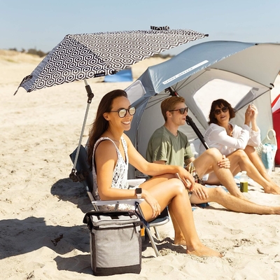 Cadeira para bebê de praia ao ar livre com guarda-chuva ajustável e proteção UV universal