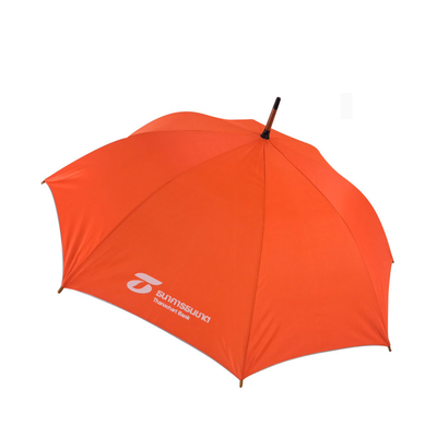 Auto-abre guarda-chuva de corpo inteiro laranja logotipo do banco personalizado gancho de 100cm de diâmetro