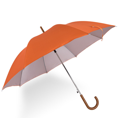 Auto-abre guarda-chuva de corpo inteiro laranja logotipo do banco personalizado gancho de 100cm de diâmetro