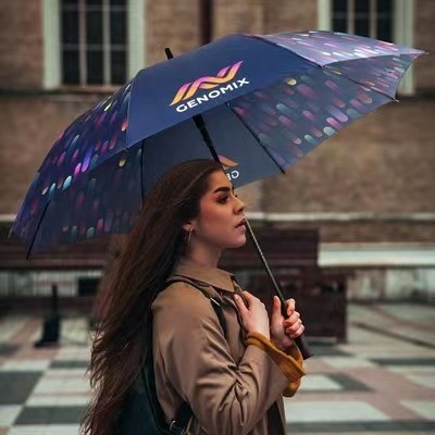 Popular logotipo personalizado e padrão Sublimação guarda-chuva com cabo de revestimento de borracha