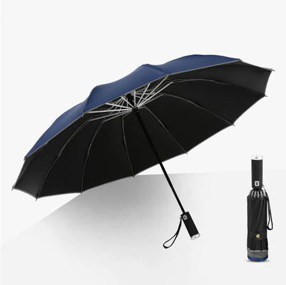 Estilo minimalismo guarda-chuva triplo LED invertida refletiva guarda-chuva automática