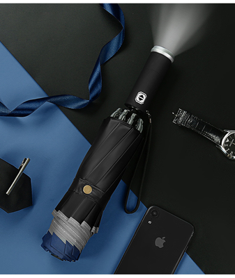 Estilo minimalismo guarda-chuva triplo LED invertida refletiva guarda-chuva automática