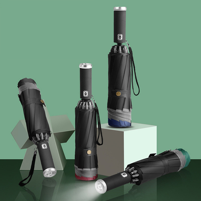 Estilo minimalismo guarda-chuva triplo LED invertida refletiva guarda-chuva automática
