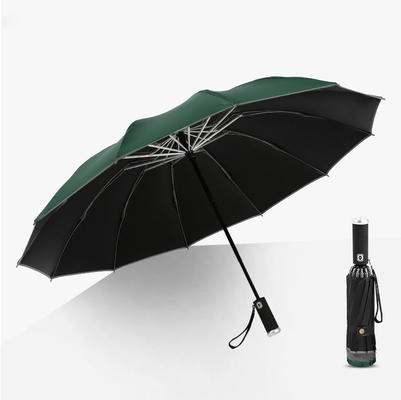 Estilo minimalismo guarda-chuva triplo LED invertida refletiva guarda-chuva automática
