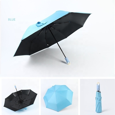 Bloqueio cabeça manuseio cor pura personalizado guarda-chuva dobrável com logotipos impressos totalmente automático
