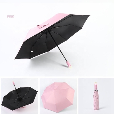 Bloqueio cabeça manuseio cor pura personalizado guarda-chuva dobrável com logotipos impressos totalmente automático