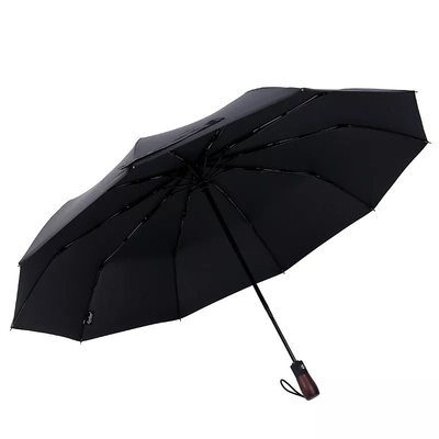 Completamente automático 10 costelas resistente ao vento Máquina de madeira maciça gravada com três guarda-chuva de negócios para homens