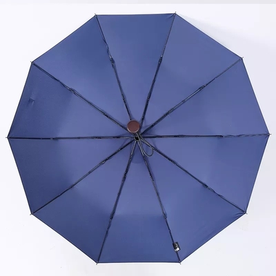 Completamente automático 10 costelas resistente ao vento Máquina de madeira maciça gravada com três guarda-chuva de negócios para homens