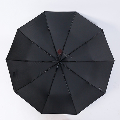 Completamente automático 10 costelas resistente ao vento Máquina de madeira maciça gravada com três guarda-chuva de negócios para homens
