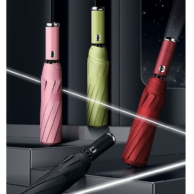 Viajar em luxo Windproof dobrável automático aberto fechado personalizado guarda-chuva LED de cor