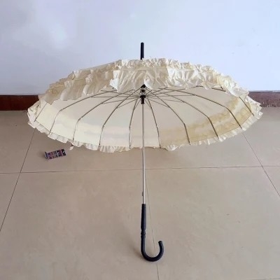 19 polegadas Pagoda Mulher Parasol guarda-chuva de casamento com painel de renda e estilo manual aberto