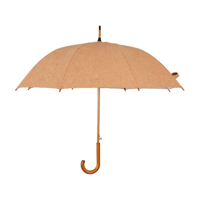 Proteção ecológica guarda-chuva de cortiça com eixo de madeira e alça de 105 cm de diâmetro aberto