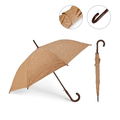 Proteção ecológica guarda-chuva de cortiça com eixo de madeira e alça de 105 cm de diâmetro aberto