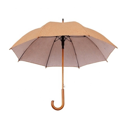 Proteção ecológica guarda-chuva de cortiça com eixo de madeira e alça de 105 cm de diâmetro aberto