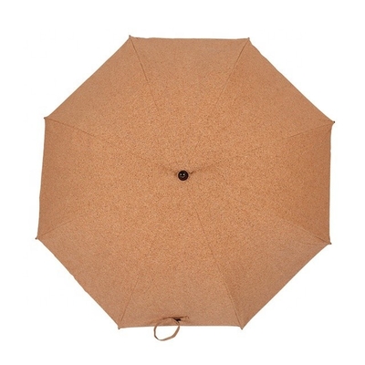 Proteção ecológica guarda-chuva de cortiça com eixo de madeira e alça de 105 cm de diâmetro aberto