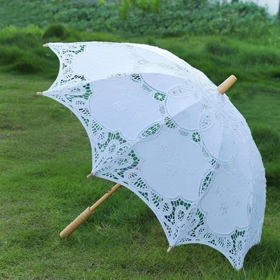 Fibra de vidro costelas guarda-chuva de moda para cerimônia de casamento renda favores de casamento guarda-chuvas