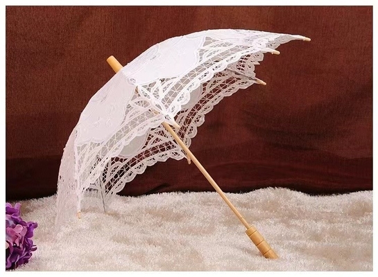 Fibra de vidro costelas guarda-chuva de moda para cerimônia de casamento renda favores de casamento guarda-chuvas