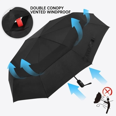 Cor personalizada Resistente ao vento Mochila dobrável pequena guarda-chuva para camada dupla falsa