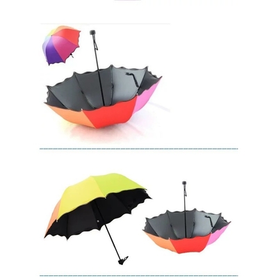 Um guarda-chuva dobrável com flores, efeito de flor, eixo de metal, magia, mudança de cores, tudo em um.