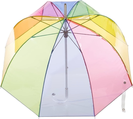 Logotipo impresso sob medida ou padrão Um guarda-chuva de cúpula clara para senhora 23 polegadas 8k Black Metal Frame