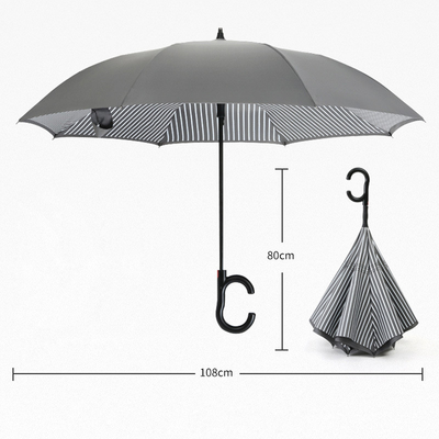 Guarda-chuva recta 8K 23 polegadas 190T Pongee invertido de camada dupla C manobra manual aberta