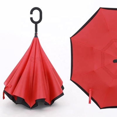 Pongee colorido de 23 polegadas 8k 190T Personalizado Compacto Invertido Um guarda-chuva
