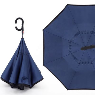 Adultos À prova de vento para cima para baixo em forma de C guarda-chuva invertida com painel Pongee
