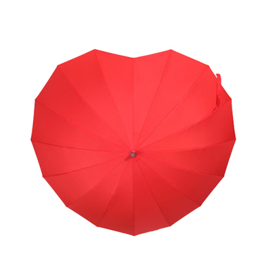 Adultos Criativo Vermelho Coração em forma de guarda-sol de mão longa guarda-chuva para casamento