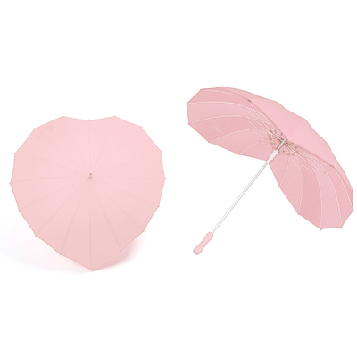 Adultos Criativo Vermelho Coração em forma de guarda-sol de mão longa guarda-chuva para casamento