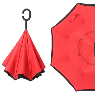 Um guarda-chuva invertido de camada dupla e à prova de vento