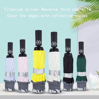 Tech Titânio revestimento de prata Custom Fold Invertido guarda-chuva invertida para design elegante