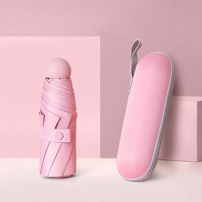 Mini Five Fold Capsule Umbrella com Proteção UV e Impressão de Logotipo