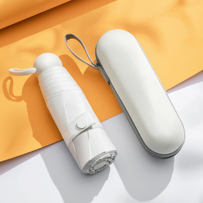 Mini Five Fold Capsule Umbrella com Proteção UV e Impressão de Logotipo